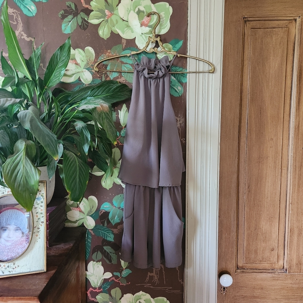 VICI Elegant Halter Neck Romper in Taupe